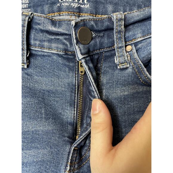 A.N.A Jeans Womens 4P Blue High-Rise Straight Leg Stretch Denim Pants Cropped - Picture 2 of 11